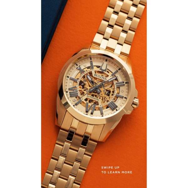 BULOVA AUTOMATICO GOLD SKELETON 97A162 - Imagen 2