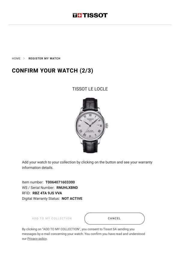 TISSOT LE LOCLE POWERMATIC 80 T006.407.16.033.00 AUTOMATICO - Imagen 4