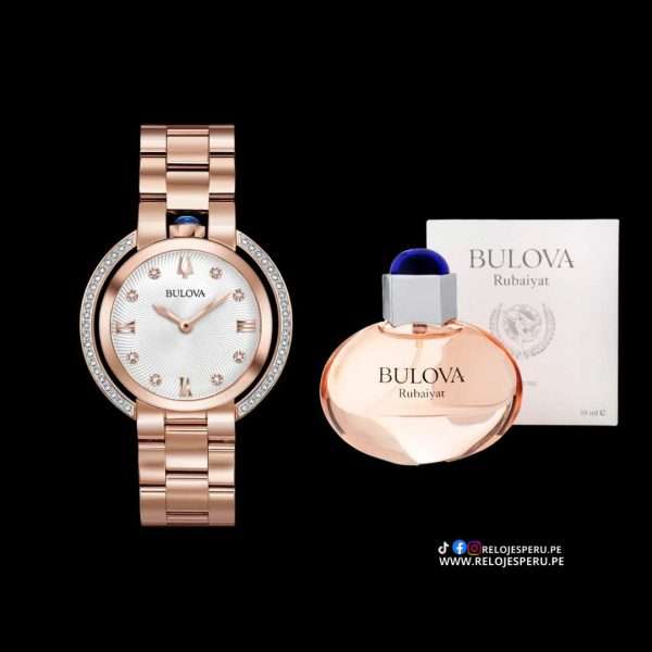 Bulova Rubaiyat Diamond Silver + Perfume Mujer