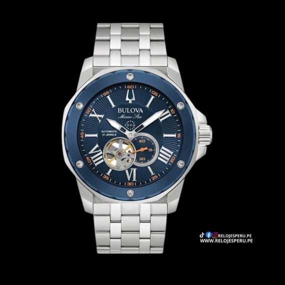 BULOVA MARINE STAR 98A302 AUTOMATICO CORAZON ABIERTO