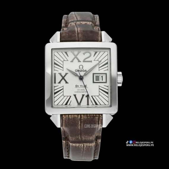 OMEGA DE VILLE X2 BIG DATE 7813.30.39 AUTOMATICO CO-AXIAL CORREA PIEL DE COCODRILO - NUEVO